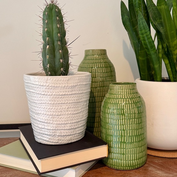 Crate&Barrel Other - Crate&Barrel White Textured Ceramic Planter